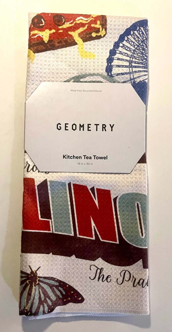 Geometry House Illinois State Themed Kitchen Tea Towel, 18 in x 30 in